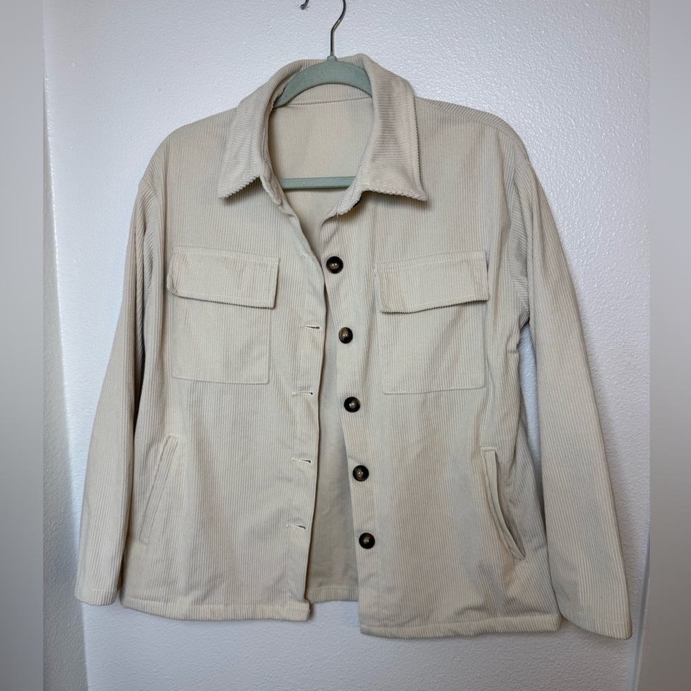 Cream Corduroy Button-Up Jacket - Picture 1 of 4